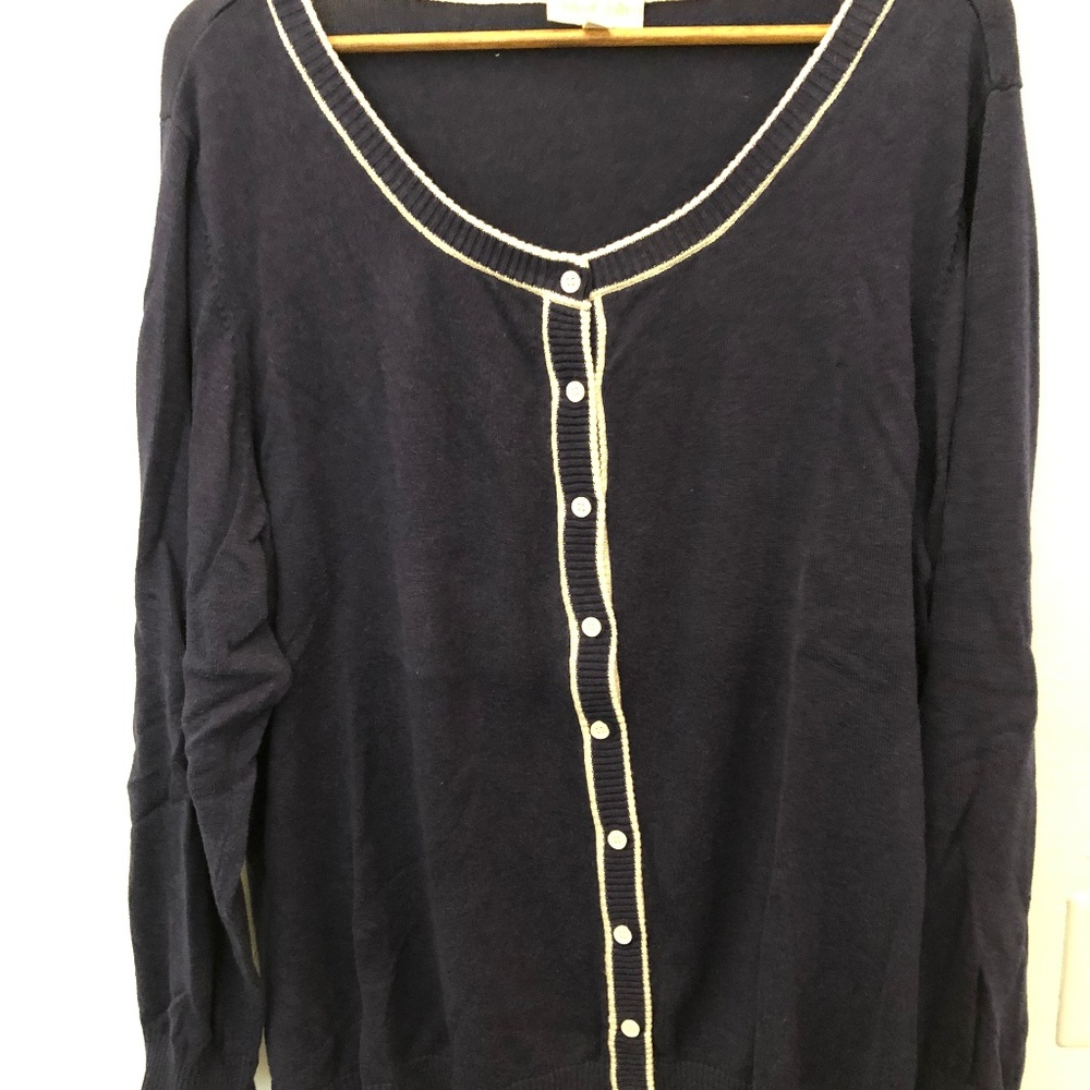 MODCLOTH BLUE & WHITE CARDIGAN 4X